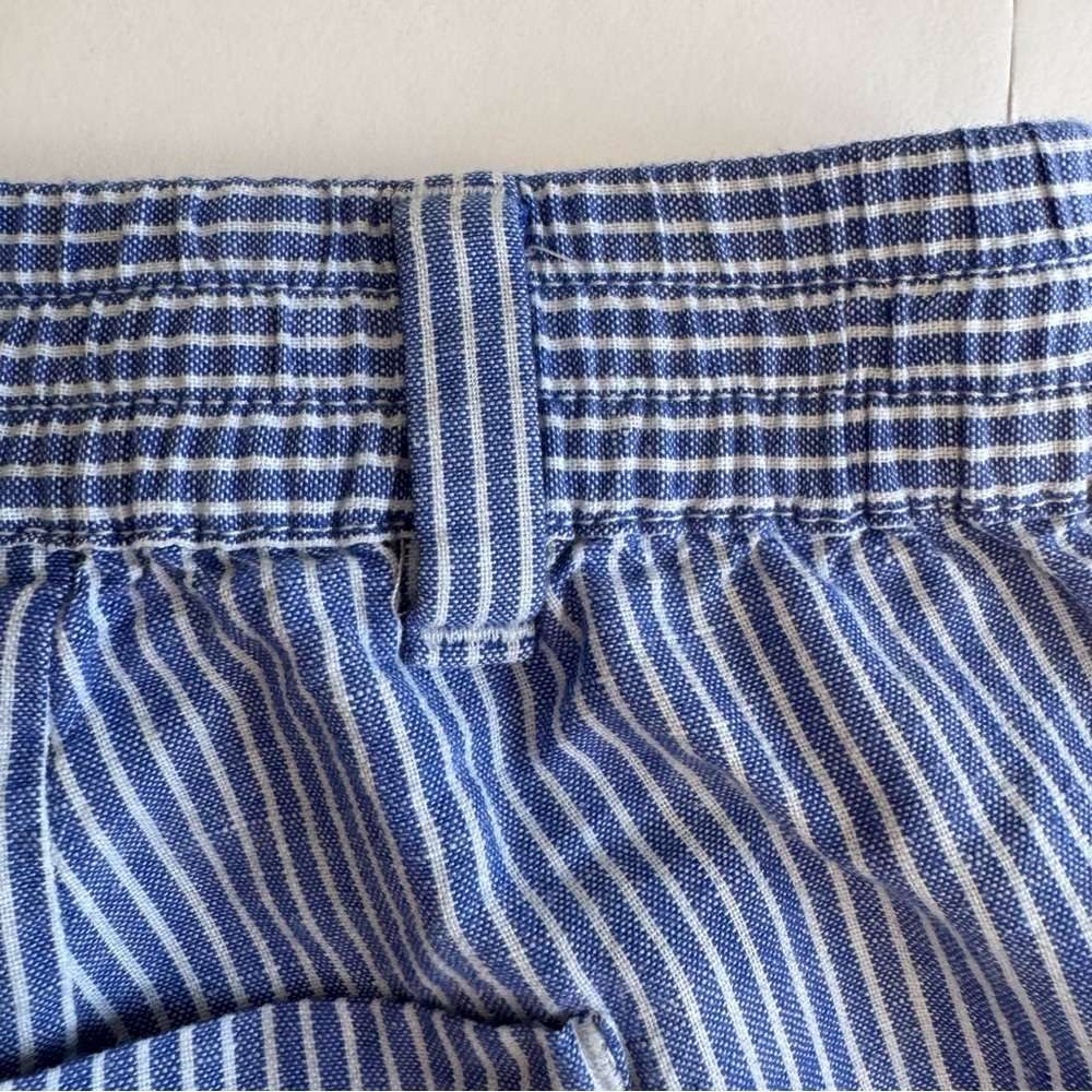 Talbots Easy Drawstring Shorts 4P Blue White Stripe Linen Cotton Summer - Picture 8 of 16